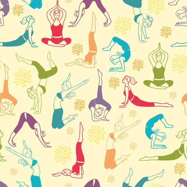 Workout fitness girls seamless pattern background