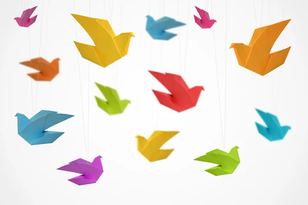 Origami birds background