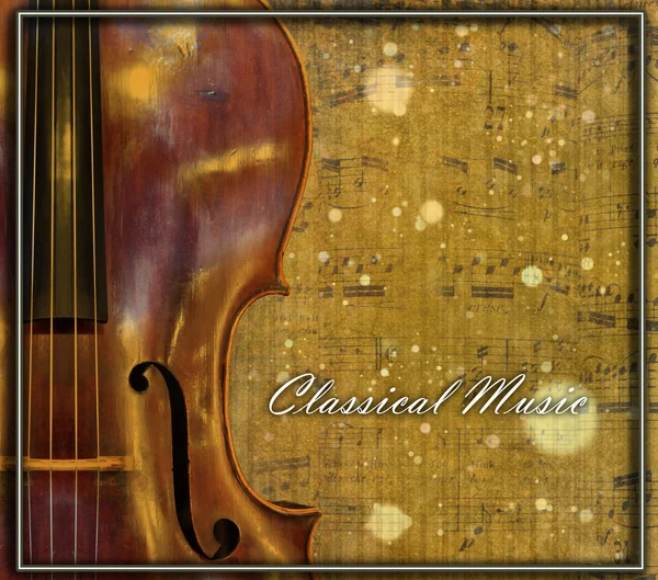 Classic cello with vintage textures and sheet music.