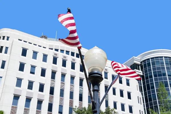 American flag in front of the City Hall in downtown Orlando, Florida.