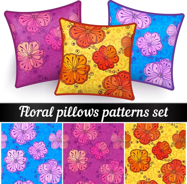 Floral pillows vector seamless patterns set