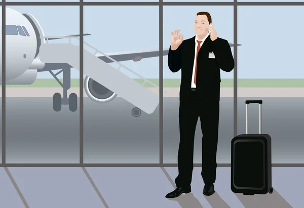 Success multitask businessman in the airport