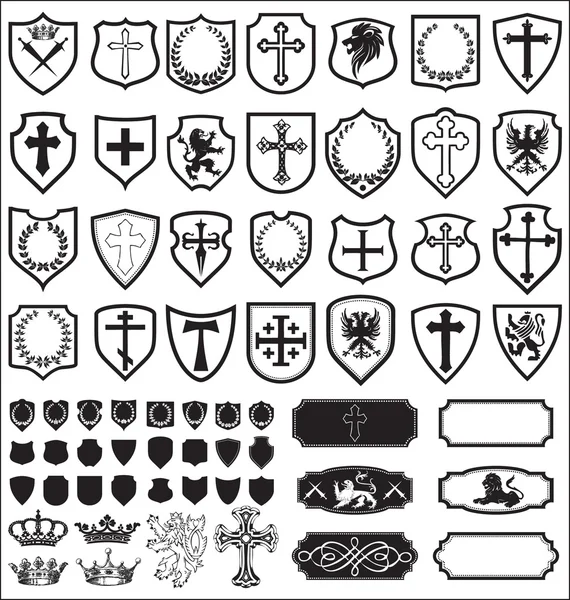 Shields and cross heraldy set vector