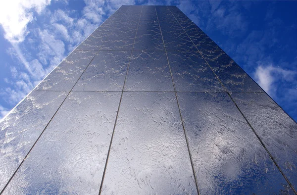 Steel water feature perspective in Cardiff Bay