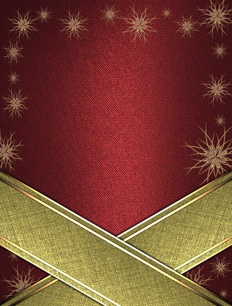 Ed background with a gold ribbon on the edges decorated with stars and gold nameplate for writing.