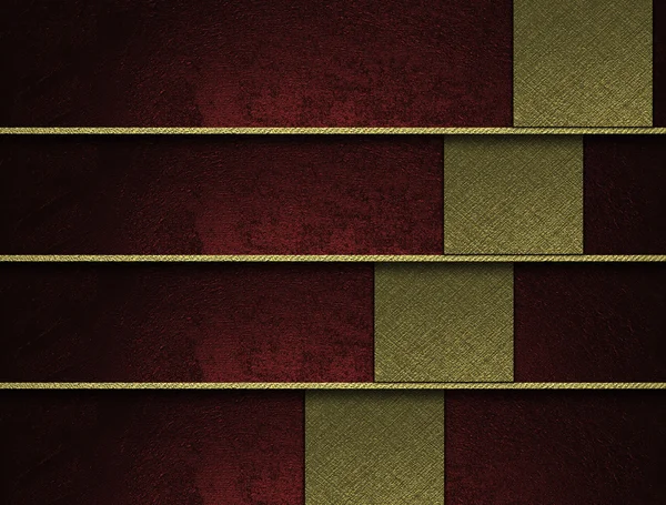 Red background with gold horizontal stripes and gold accents