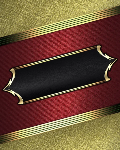 Red background and gold name plate with gold ornate edges