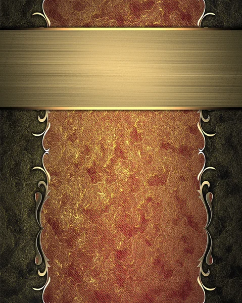Abstract red-gold texture with gold ornament edge
