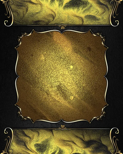 Black background with gold edges and plate with gold trim
