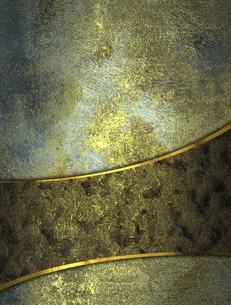 Old rusty background with gold ribbons and gold trim.