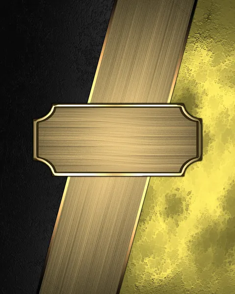 Black and gold background with a nameplate for text