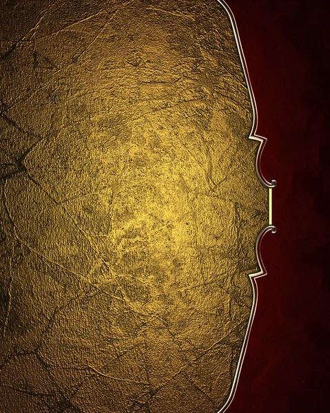 Grunge gold background with red edge with gold trim