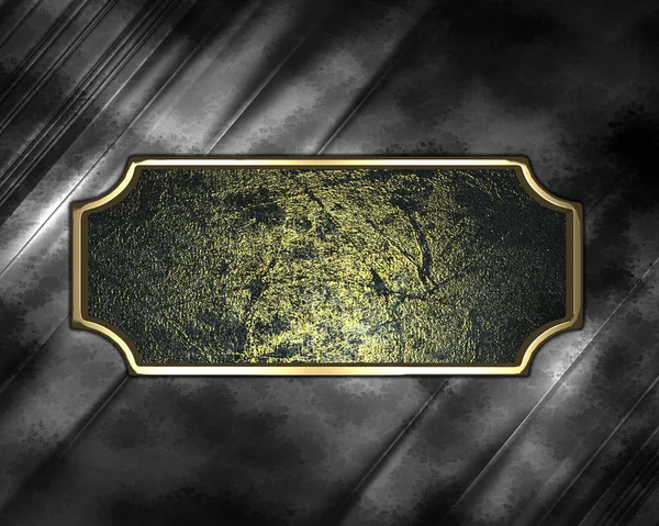 Metal texture with grunge sign with gold ornate edges