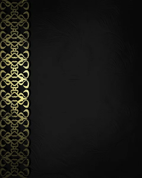 Black background with gold ornament. Design template.