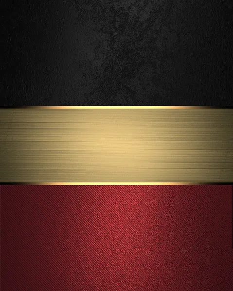 Grunge black background with red bottom with gold nameplate. Template for design. Template