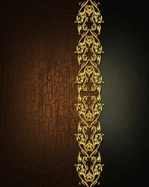 Background of wood texture and gold ornament. Design template. Design site