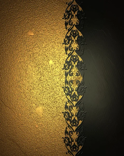 Black and gold background with ornament. Design template. Design site
