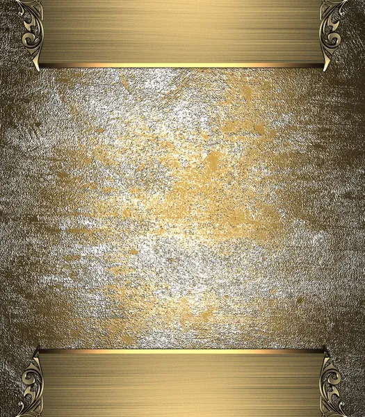 Golden edges with patterns on the edges on old yellow background. Design template. Design for site