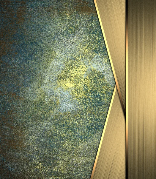Abstract grunge gold blue texture with gold ribbons. Design template. Design for site