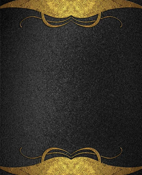 Abstract black background with frame of gold with pattern. Design template. Design site