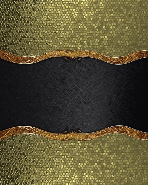 Abstract gold background with black plate for text with gold trim. Design template. Design site