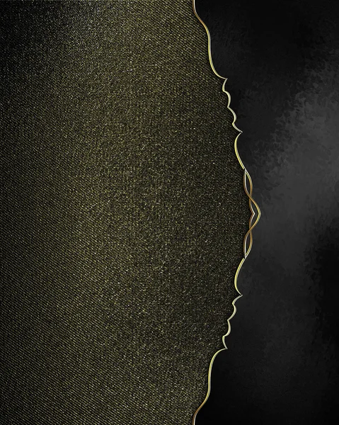 Abstract black background with textured walls with black rimmed with gold trim. Design template. Design site
