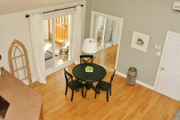 Dining room with patio doors from above