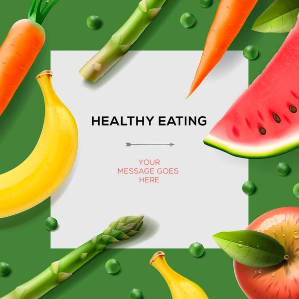 Healthy eating template with fruits and vegetables
