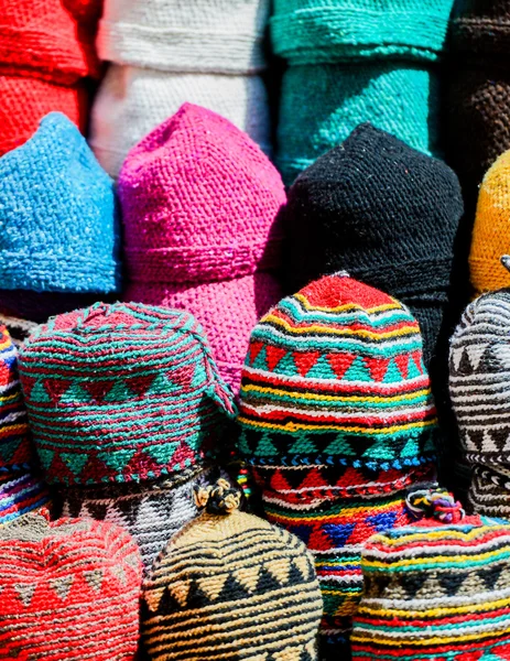 Colorful wool caps for sale in oriental market