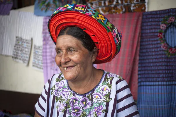 SANTIAGO ATITLAN, GUATEMALA - MARCH 24: Old woman in ethnic trad