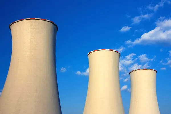 Three cooling towers of coal power plant