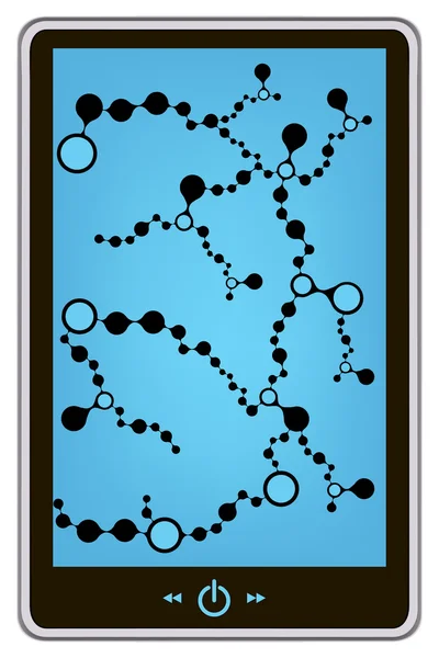 Realistic tablet pc computer with molecule background. eps10 mesh vector illustration