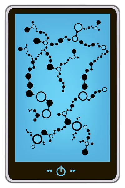 Realistic tablet pc computer with molecule background. eps10 mesh vector illustration