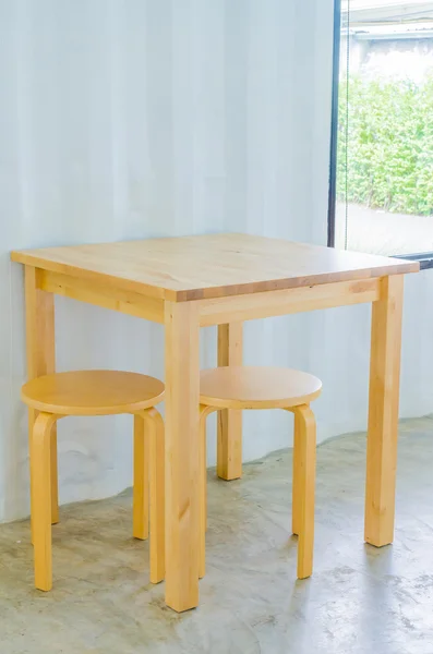 Wood table and chair