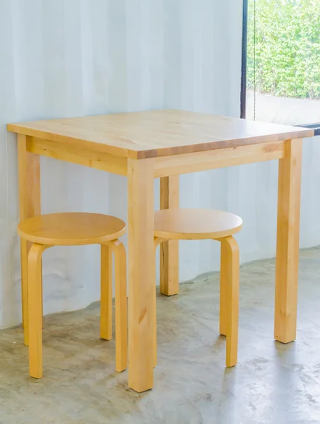 Wood table and chair