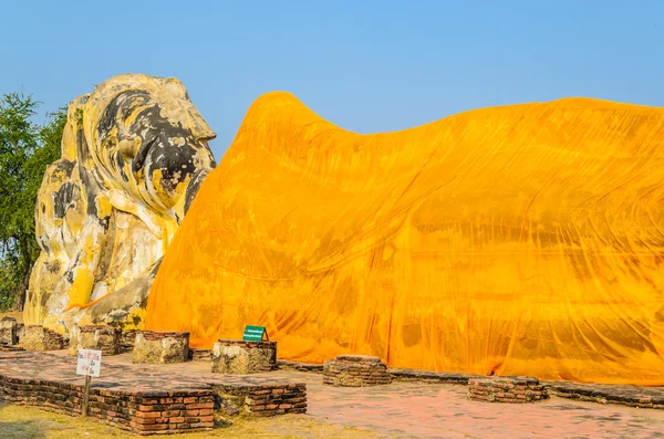 Buddha sleep statue in wat lokayasutharam temple in at ayutthaya