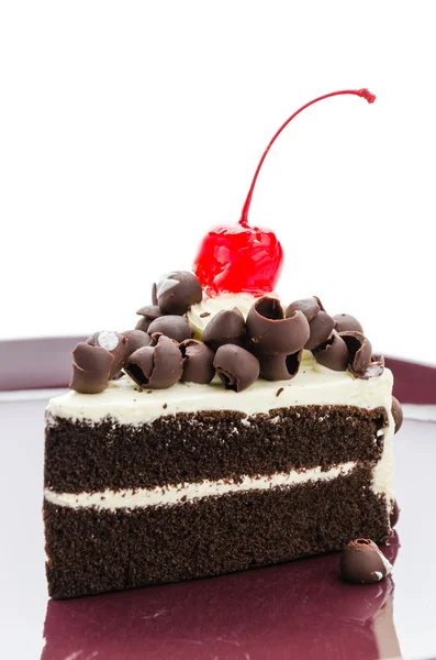 Black forest cake isolated on white background