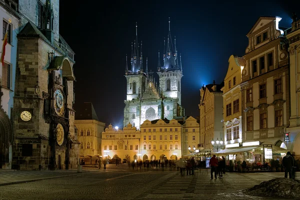 Evening view of Church of Our Lady before Tyn in Prague