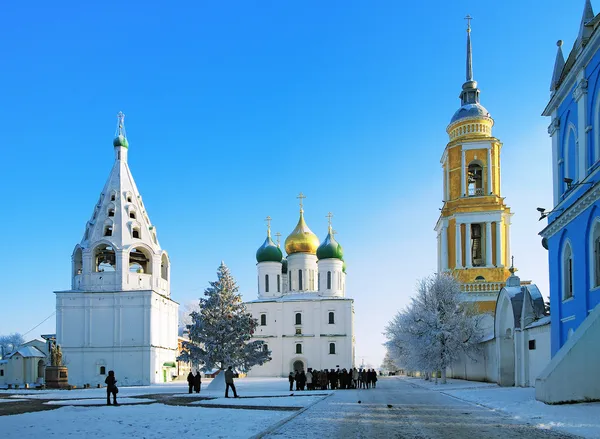 Cathedral Square in Kolomna Kremlin at winter, Kolomna, Russia