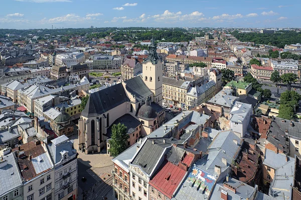 View of Latin Cathedral from the tower of Lviv City Hall, Ukraine