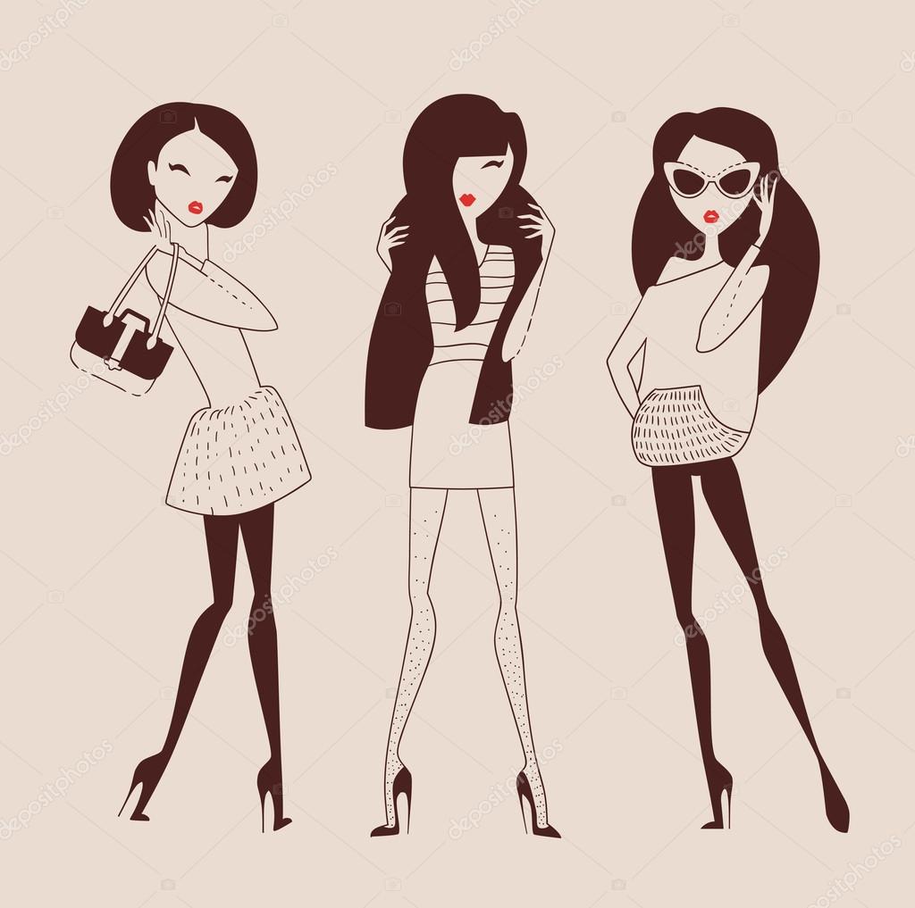 Mode meisjes — stockvector © yemelianova #25880459 Mode illustraties