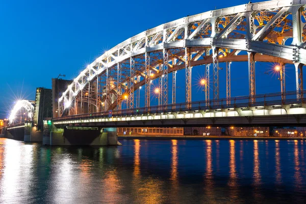 The raised bridge at night 3. Bolsheokhtinsky Bridge. St.-Petersburg.