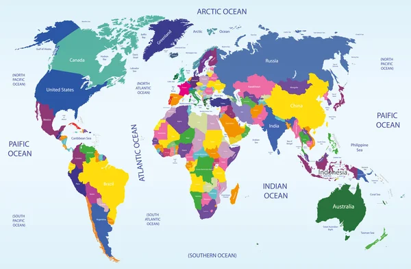 World geographical and political map