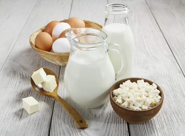 Dairy products and eggs on the table