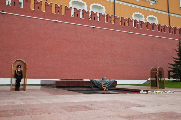 Honor guard at the eternal flame at the Red Square in Moscow