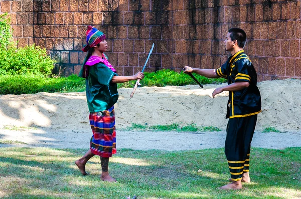 Fighters exercise for Thai traditional martial art  demonstration