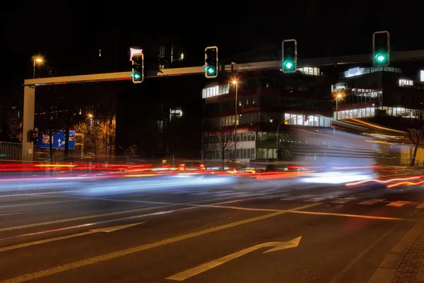 Long time exposure of a busy street in prague