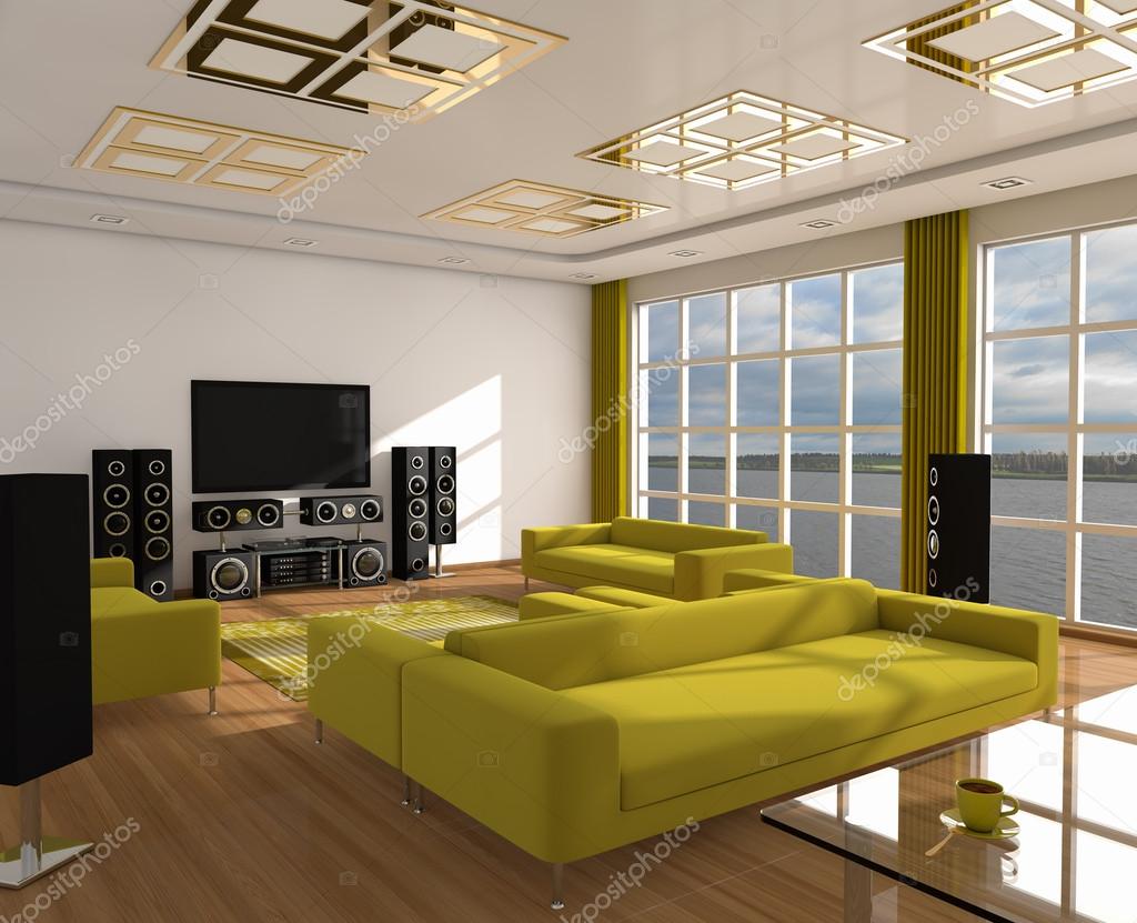 Interieur van het moderne leven roomservice 3d — stockfoto ...