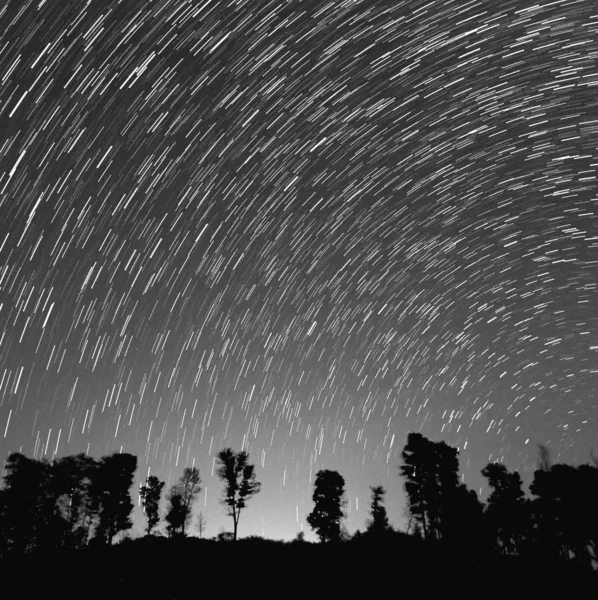 Star trails in black and white — Stock Photo #39346675