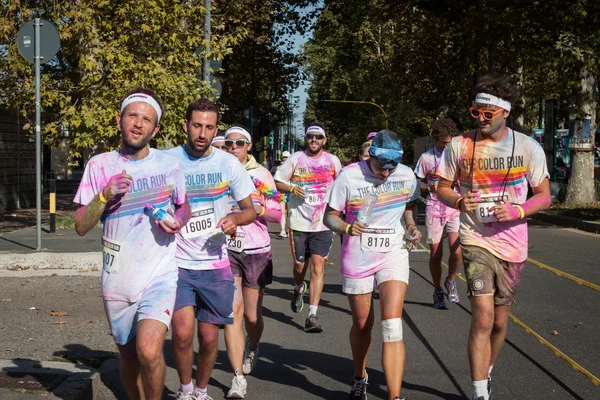 People at The Color Run event in Milan, Italy